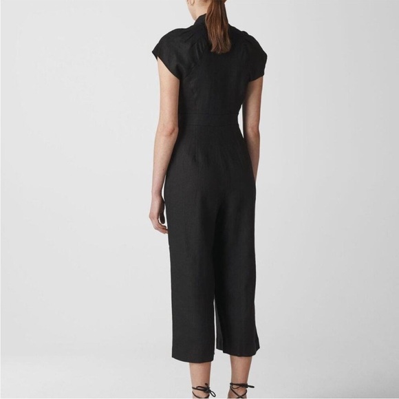 Whistles Black Sana Button Front Wide-Leg Jumpsuit | Black | 4 - Picture 2 of 15